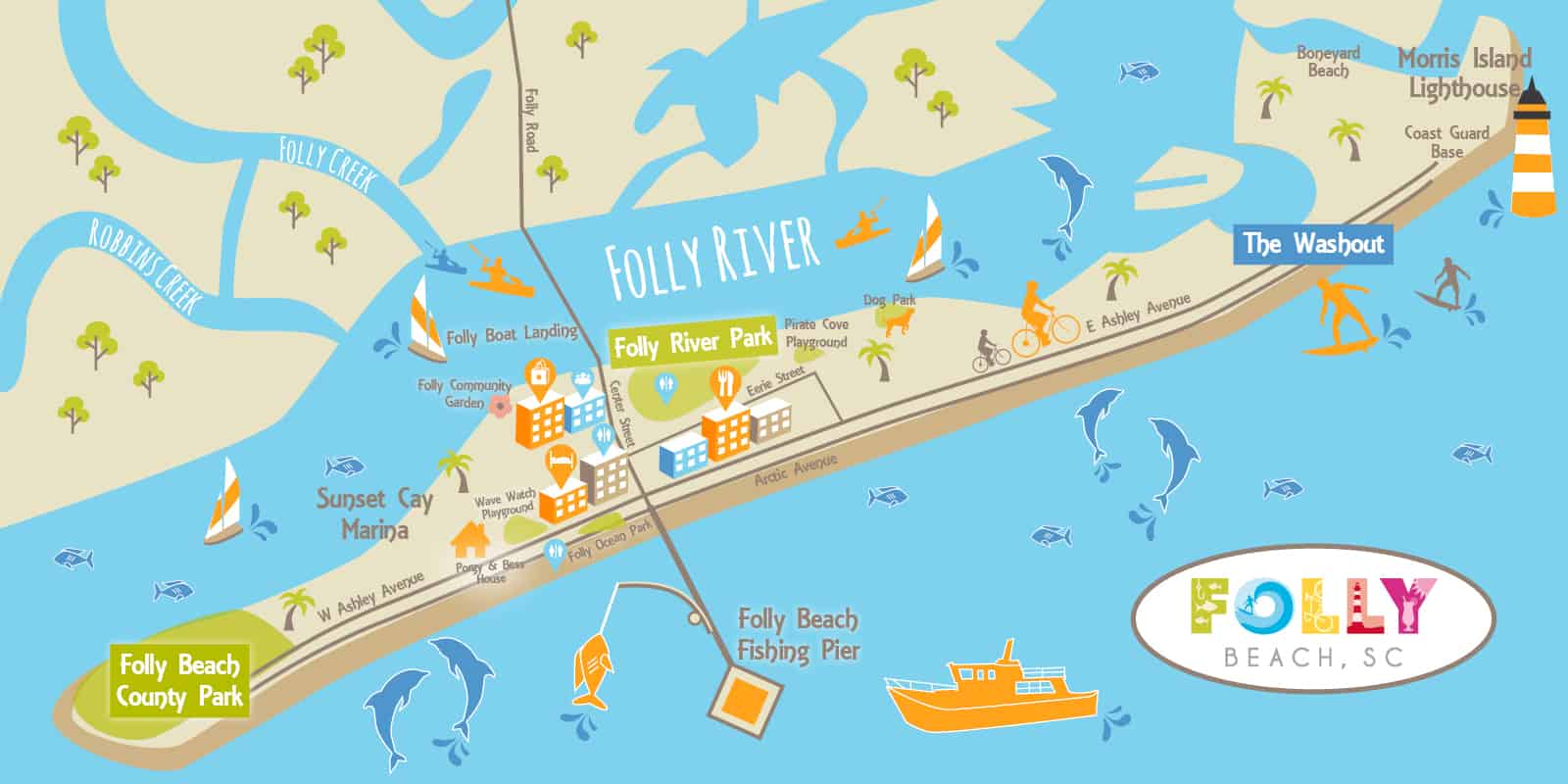 Folly Beach South Carolina Map Folly Map and Visitor's Guide | Visit Folly Beach, SC