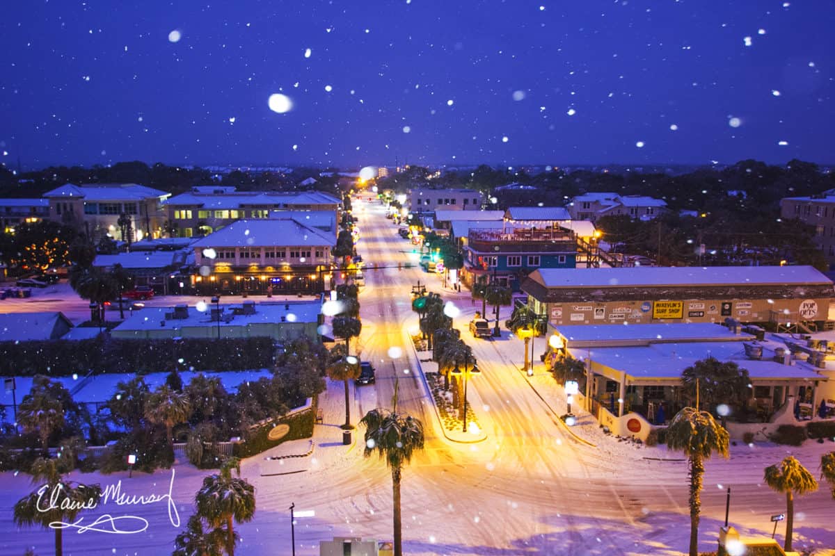 Folly Beach in Winter with Snow