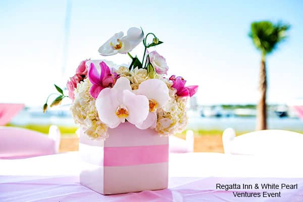 Flowers in Table at Wedding at Regatta Inn