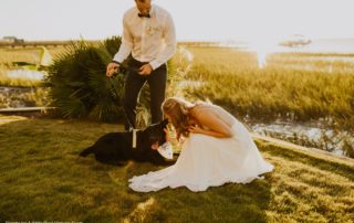 Couple With Dog after Wedding
