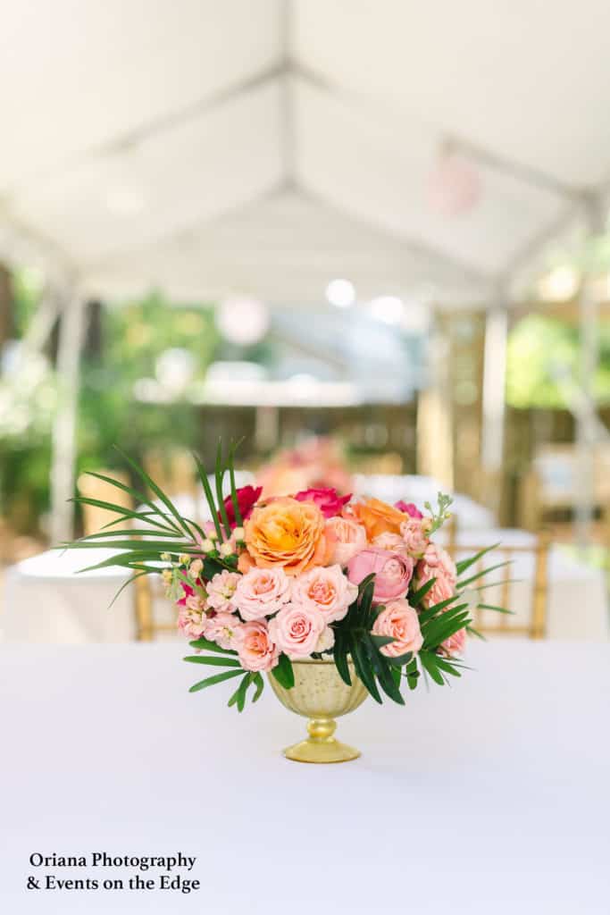 Flowers on Table Folly Beach Wedding